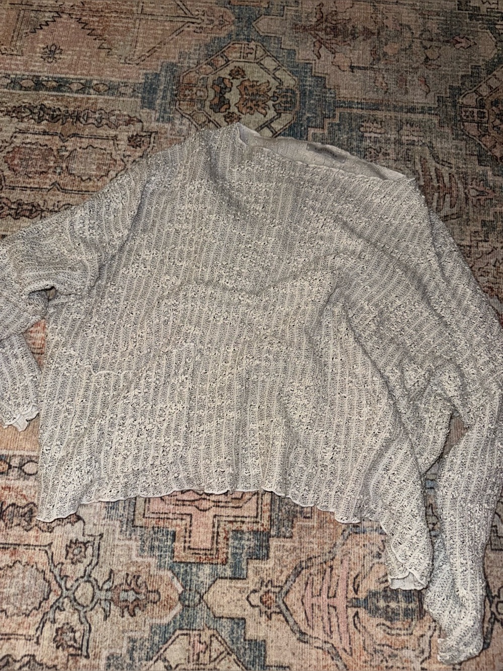 Light Gray Open-Knit Women's Sweater